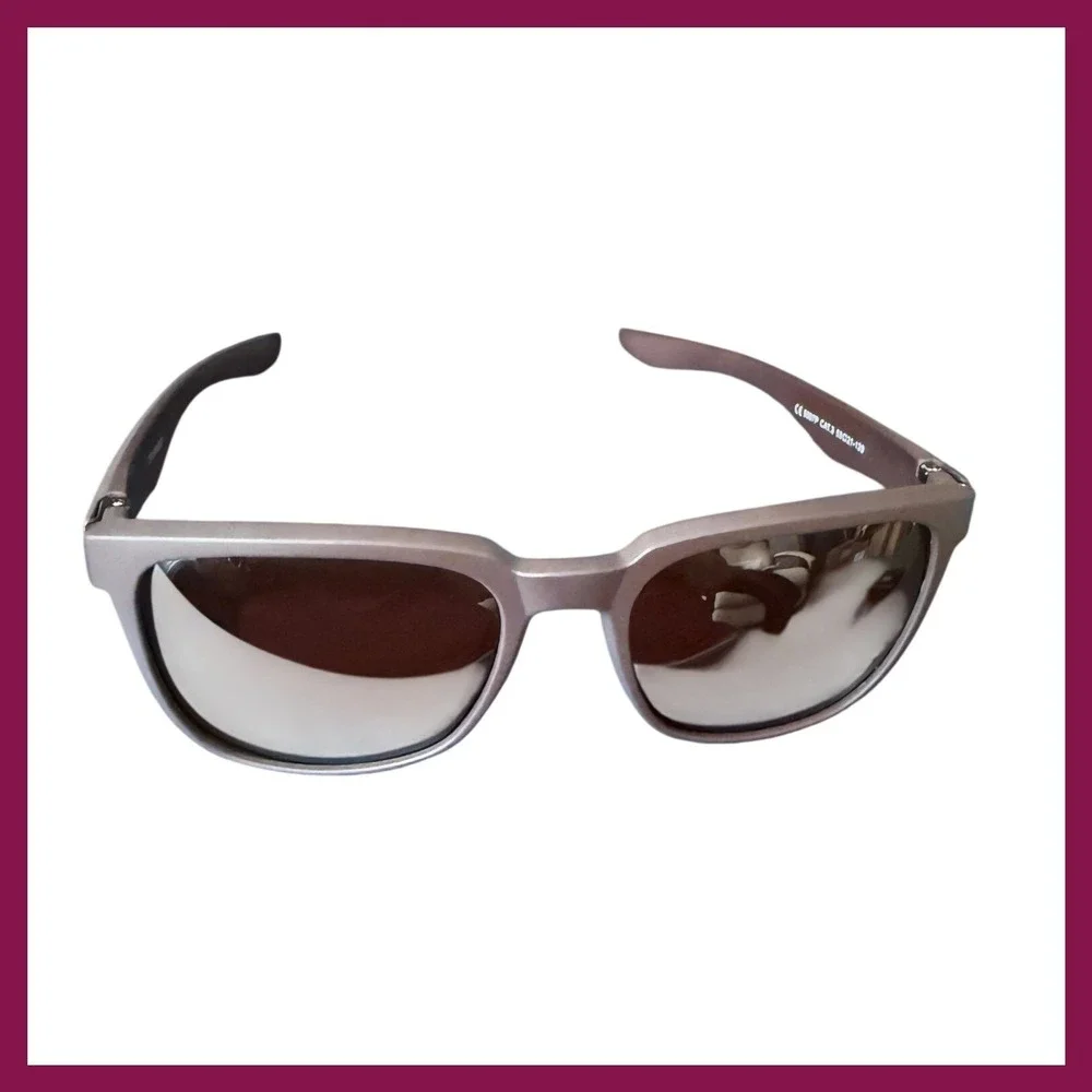 NWOT Matte Brown Square Mirrored‎ Sunglasses UV400 Protection with Case